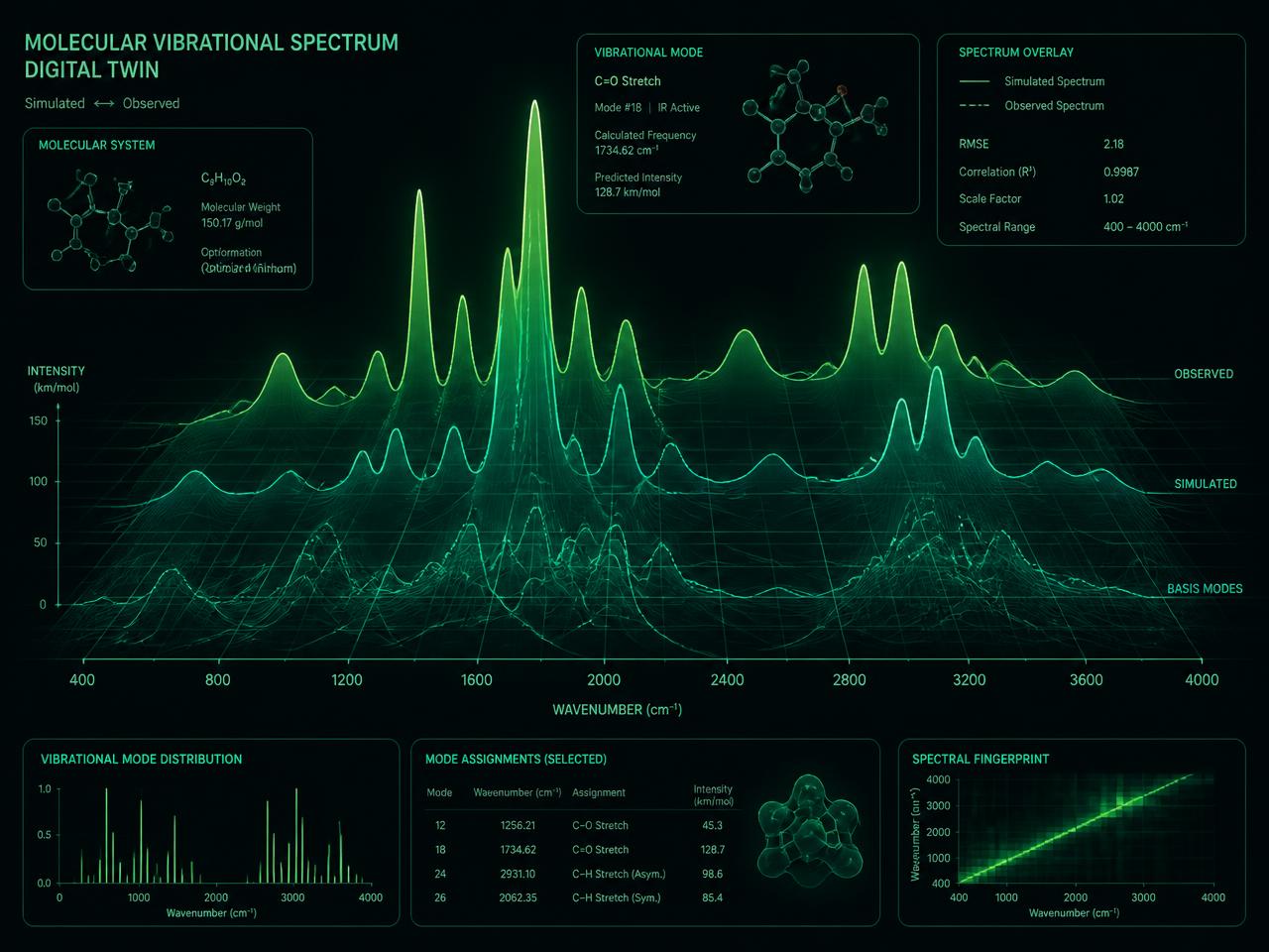 Digital twin: vibrational ensemble visualization